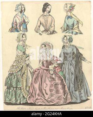 The World of Fashion, 1846: The Last & Newest (...) Morning Dresses. The  last and newest modes of 1846 from London and Paris. Morning juke with long  sleeves, v-neck and wide pleated