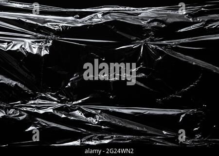 Texture of the polyethylene wrap on black background Stock Photo