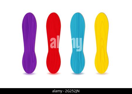 Realistic 3D wooden or plastic sticks.For ice cream or frozen juice. Stock Vector