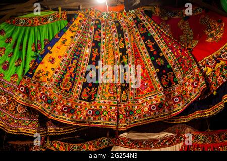 Colorful handicrafts for sale in Law Garden. Ahmedabad Stock Photo