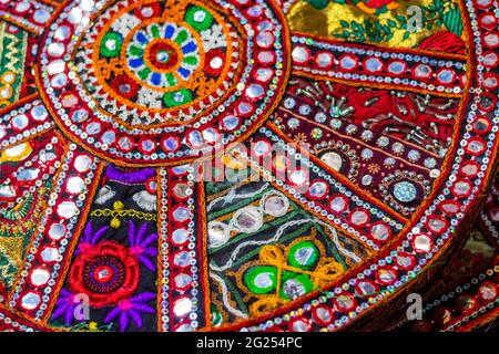 Colorful handicrafts for sale in Law Garden. Ahmedabad Stock Photo