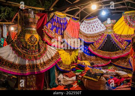 Colorful handicrafts for sale in Law Garden. Ahmedabad Stock Photo