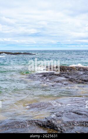 Lake Superior overviewed from Marquette shore line upper peninsula Michigan USA Stock Photo