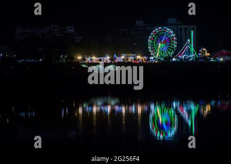 Ahmedabad river front at night Stock Photo