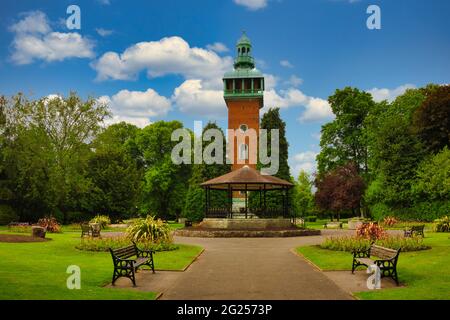 The Carillon, Loughborough Queen's Park. The Carillon was built to commemorate those who fell in the First World War (1914-18) Stock Photo