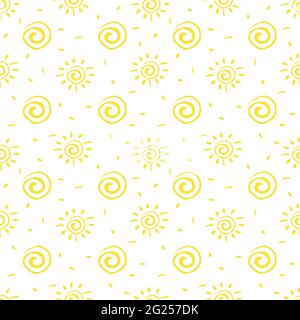 Colorful abstract Suns. Different emotions. Ethnic style. Hand-drawn vector seamless pattern. Perfect for textile prints Stock Vector