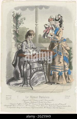 An Explosion of Fashion Magazines. Starting from the 1850s, fashion magazines became more affordable and acquired a wider readership. The invention of the sewing machine around 1850 made it easier for people to make their own clothes. Ready-made garments were now also on offer, with fashion plates providing vendor addresses, such as the Maison Gagelin in Paris. Stock Photo