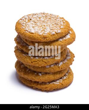 Stack of Oatmeal Cookies Cut Out on White. Stock Photo