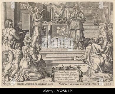 Zechariah in the temple. The angel Gabriel speaks to Zechariah and the