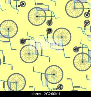 Disabled carriage pattern seamless. vehicle for disabled person background. vector texture Stock Vector