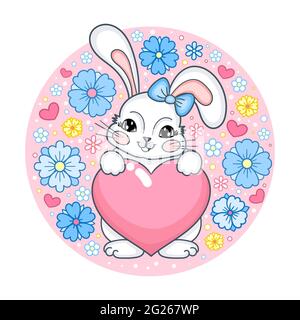 Cute cartoon rabbit with heart .Vector Stock Vector