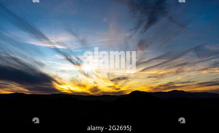 Clouds over Canyon Hills, California just after sunset. Stock Photo