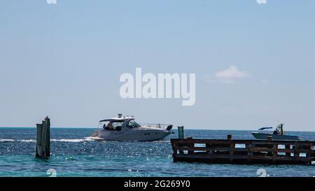 Boats in the port of Cancun Stock Photo