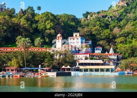 Mount Abu and Nakki lake. Mount Abu is a hill station in Rajasthan state, India. Stock Photo