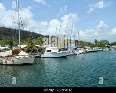 Yachts and Sailing Boats in a Marina in Chaguaramas, Trinidad Stock Photo