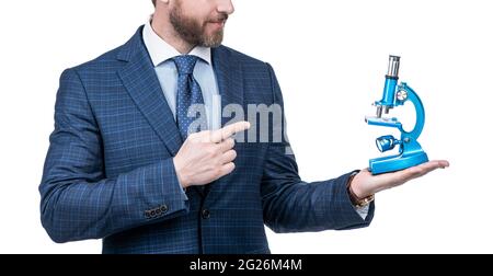 harness scientific method. science and commerce. unique medicine invention. businessman Stock Photo