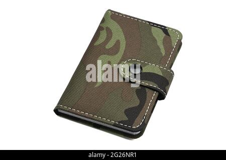 Notepad in military design for everyday notes and notes on a white isolated background Stock Photo