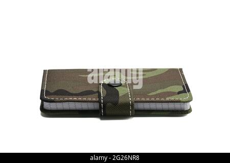 Notepad in military design for everyday notes and notes on a white isolated background Stock Photo