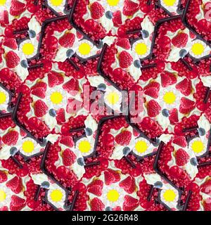 Fruit cake basket seamless pattern on yellow background.Abstract pattern Stock Photo