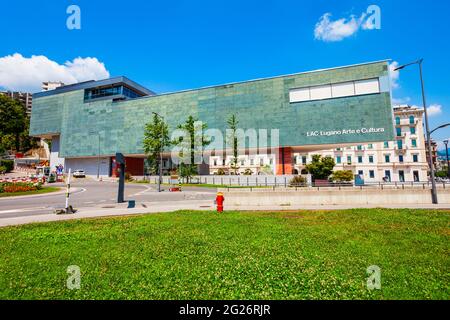 LUGANO, SWITZERLAND - JULY 09, 2019: LAC Lugano Art and Culture Centre or Lugano Arte e Cultura in Lugano city in canton of Ticino, Switzerland Stock Photo