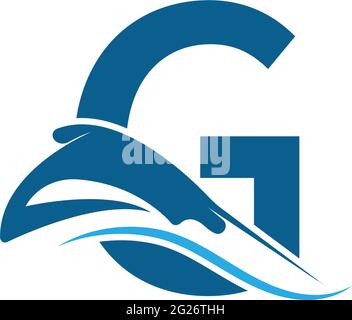 Letter G with stingray icon logo template illustration vector Stock Vector