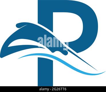 Letter P with stingray icon logo template illustration vector Stock Vector