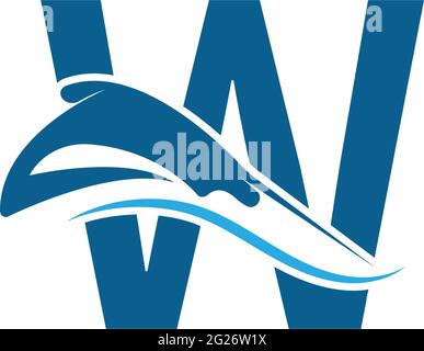 Letter W with stingray icon logo template illustration vector Stock Vector