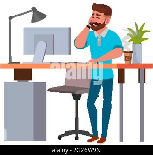 Virtual Communication with Bearded Man Character in Web Window Talking To  Somebody Vector Illustration Stock Vector - Illustration of home, computer:  270082646
