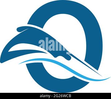 Letter O with stingray icon logo template illustration vector Stock Vector