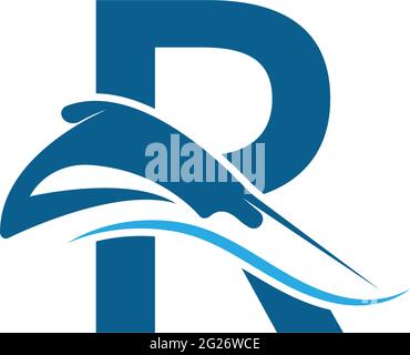 Letter R with stingray icon logo template illustration vector Stock Vector