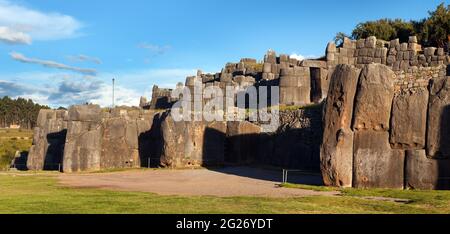 View of Sacsayhuaman, Inca ruins in Cusco or Cuzco town, Peru Stock Photo