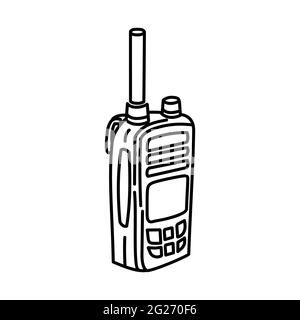 Radiophone is Part of Broadcasting Activities Hand Drawn Vector Icon Set. Stock Vector