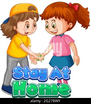 Font design for social distancing with two kids reading book ...