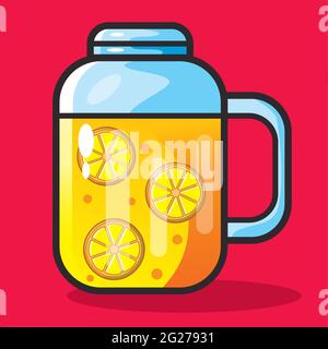 orange juice on the mug vector illustration in flat style Stock Vector