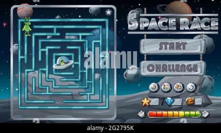 Maze game with space theme template illustration Stock Vector Image ...