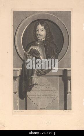 Portrait of James Hamilton, Hamilton's first duke. James Hamilton, Count of Aran and the first Duke of Hamilton. General of the Scottish Army during the English Civil War. The print has a French poem as a caption about his life. Stock Photo
