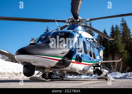Italian Polizia di Stato new AW-139 helicopter in Italy. Stock Photo