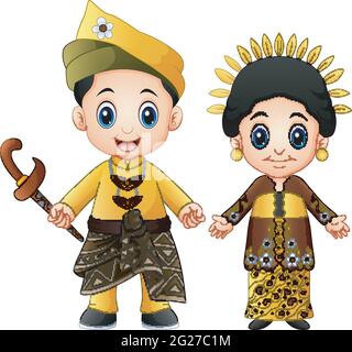 Illustration of Melayu Muslim boy. Vector Cartoon character for ...