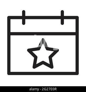 Calendar with star icon vector for graphic design, logo, web site, social media, mobile app, ui illustration Stock Vector