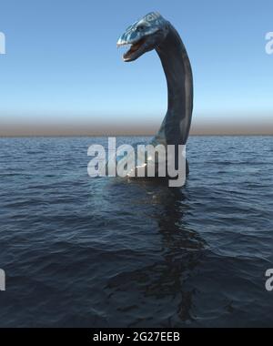 Plesiosaur dinosaur in its ocean habitat. Stock Photo