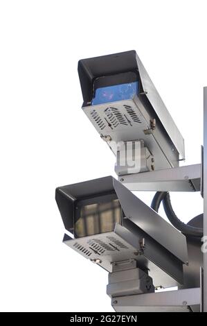 CCTV or surveillance cameras on white background Stock Photo
