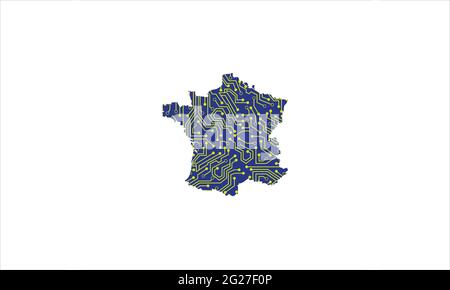 France map   tech logo of the country Geometric mesh round design  Technology  internet network  telecommunication concept Vector icon  illustration. Stock Vector