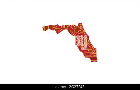 Florida country map tech networking icon logo design illustration symbol Stock Vector