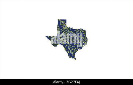 Texas country map tech networking  icon logo design illustration symbol Stock Vector