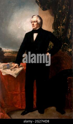 19th century artwork of Millard Fillmore, 13th U.S. President. Stock Photo