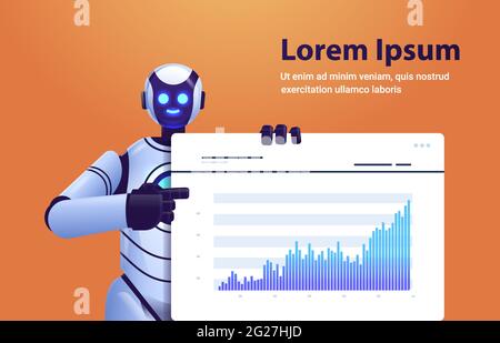 modern robot analyzing statistics graph financial data analyzing artificial intelligence technology concept Stock Vector