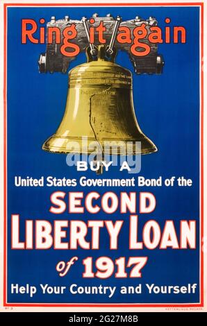 World War I fundraising print for the Second Liberty Loan of 1917. Stock Photo