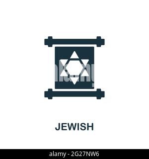 Jewish icon. Monochrome simple element from fortune teller collection. Creative Jewish icon for web design, templates, infographics and more Stock Vector