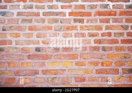 Old wall made of red bricks. Background with the surface of a brick wall. Stock Photo
