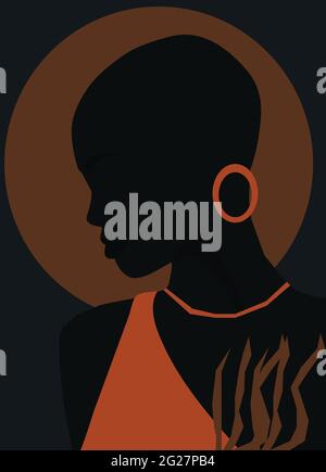 Black woman icon in flat style Stock Photo